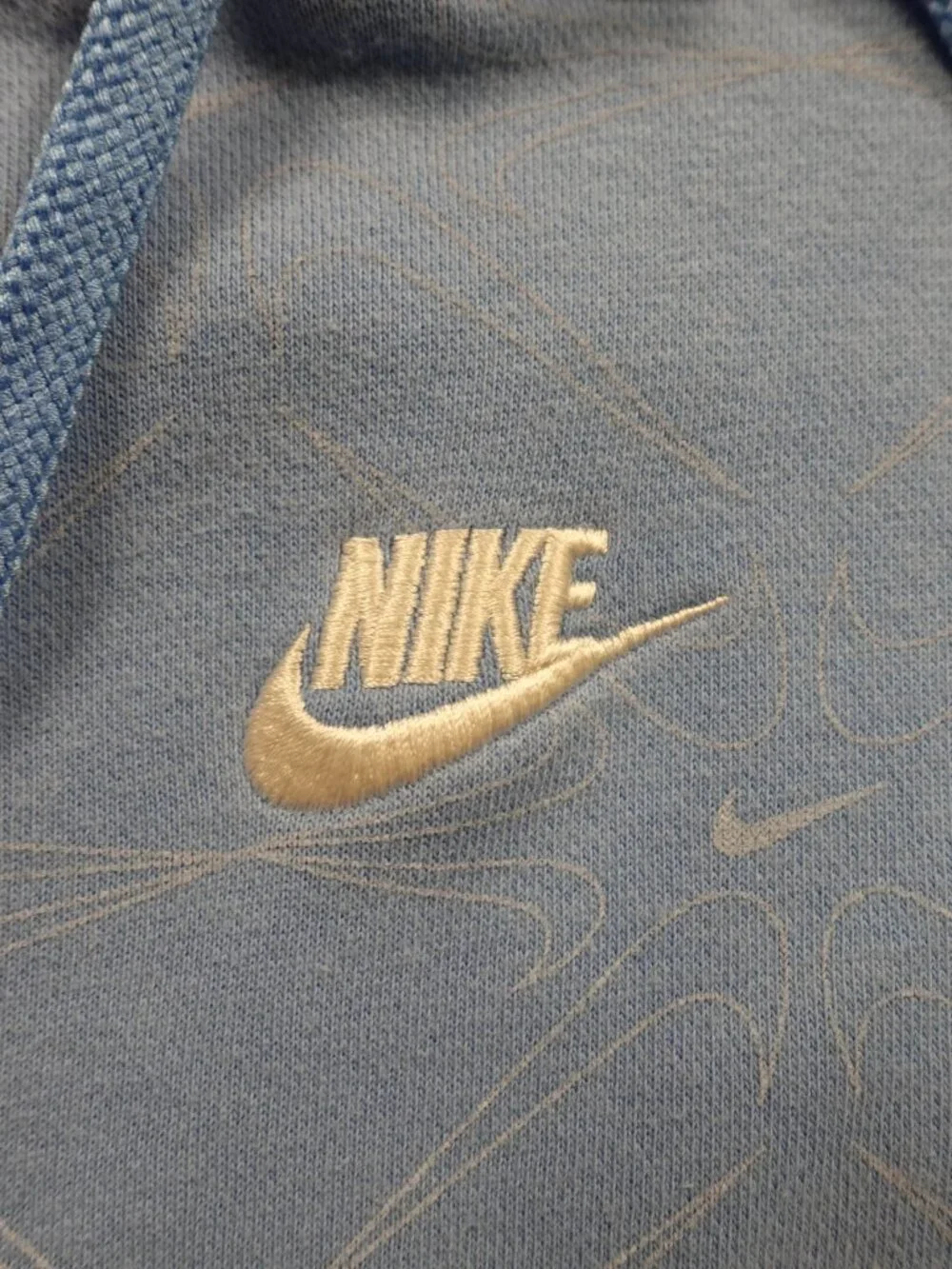 Nike Sportswear All Over Swoosh Hoodie Men's Medium Blue Fleece Pullover
